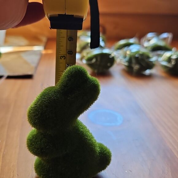 Green Flocked Fuzzy Bunny Figurine - Picture 7 of 7